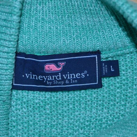 Vineyard Vines Quarter Button Sweater Teal Size Large - Picture 3 of 4